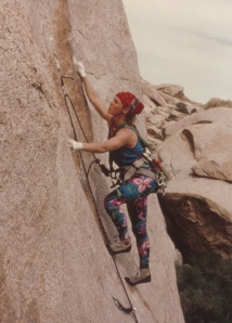 Joshua Tree, March 1986. Leading Papa Woosley on the Blob. Bolted F10. 